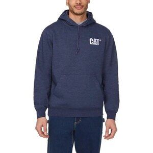CAT Men's M Blue Embroidered Logo Hoodie Self-Lined Hood & Kangaroo Pocket N0302